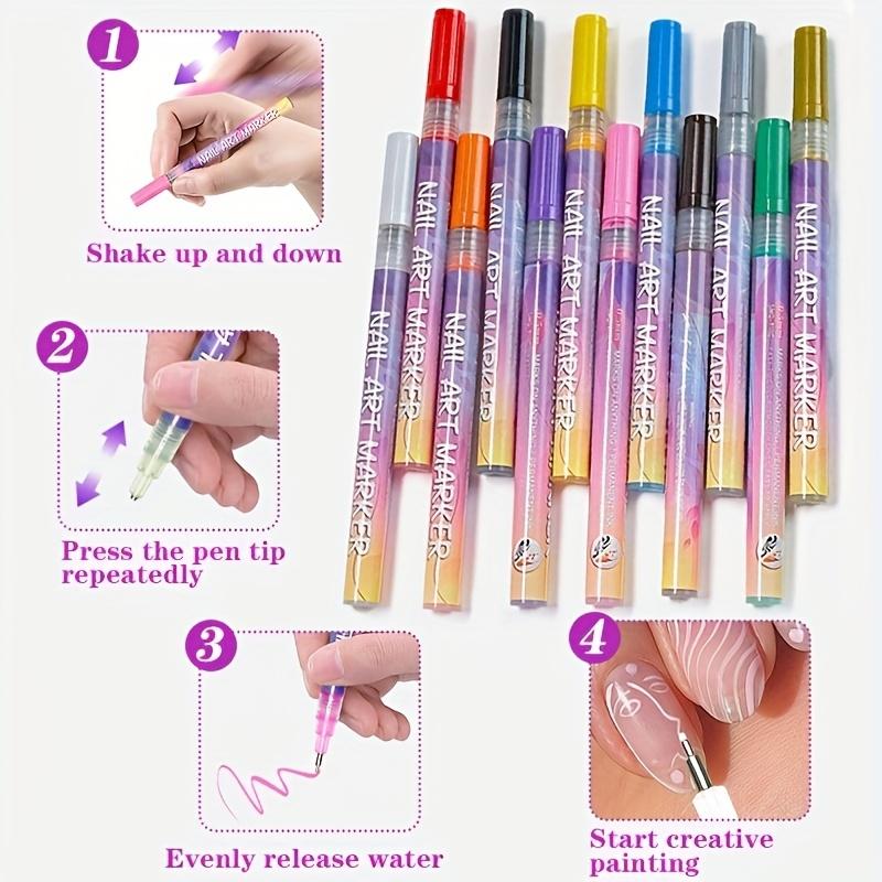 12-color Acrylic Paint Pen, Nail Graffiti Pen, DIY Quick-drying Dot Sewing Pen, Precision 3D Graffiti Nail Art Pen, Nail Art Pen Set, Quick-drying