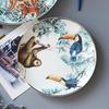 Nordic Ins Wind Ceramic Plates Dishes Bone China Animal Dessert Fruit Snack Plate Home Dinnerware Decoration