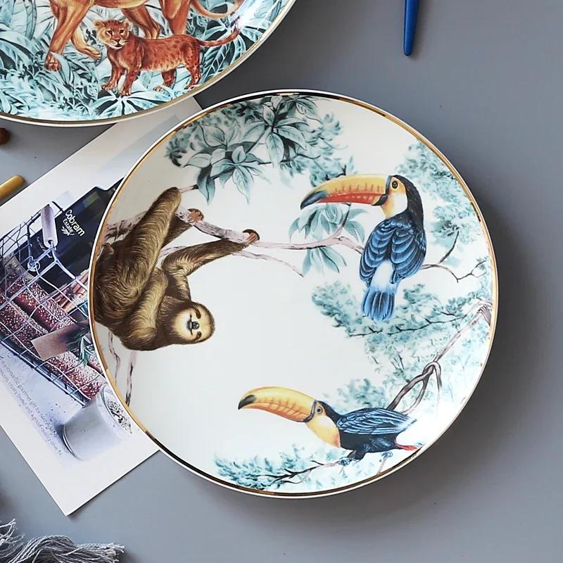 Nordic Ins Wind Ceramic Plates Dishes Bone China Animal Dessert Fruit Snack Plate Home Dinnerware Decoration