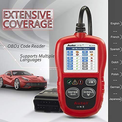 Autel - Outils de Diagnostic Auto OBDII Lecteur de Code avec Menu en Français Lecture et Effacement des Codes d'Erreur Scanner