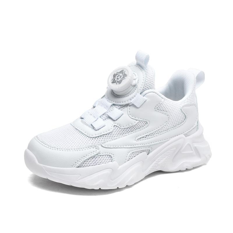 Детская повседневная обувь. Детские кроссовки для мальчиков и девочек. Однотонные белые туфли. Дышащие спортивные теннисные кроссовки для бега с сеткой.