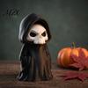 Horror Theme Party Supplies 3D Printed Grim Reaper Figurine, Gothic Black Robe Skeleton Statue, Halloween Decoration Mini Model Toy for Desktop Creepy