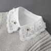 Handmade Bead Rhinestone Detachable Collar for Women's Half Shirt Fake Collar Decoration White Small Shirt with False Collar