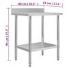 Kitchen Work Table with Backsplash 80 x 60 x 93 cm Stainless Steel