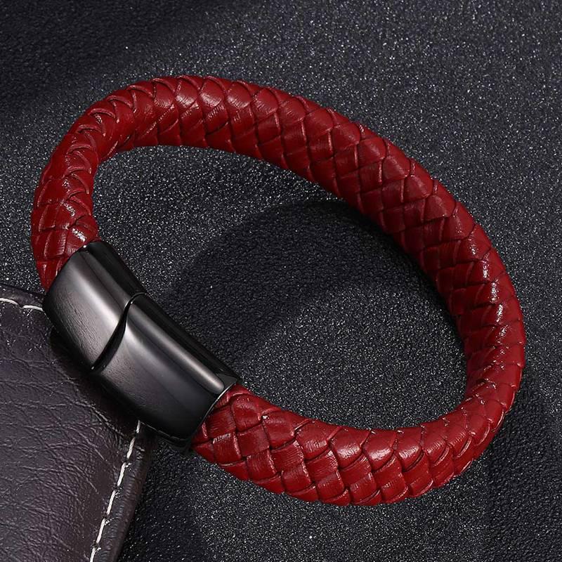Fashion Jewelry Red Braided Leather Bracelet Of Men Women Fashion Bangles Wristband