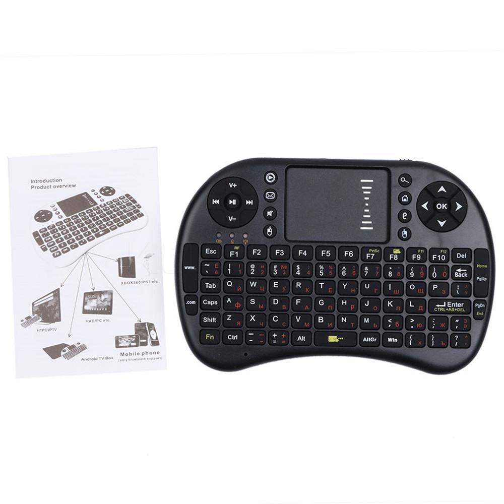 I8 Mini Keyboard 2.4GHz Беспроводная клавиатура 3-цветная подсветка английская русская воздушная мышь с сенсорной панелью Пульт дистанционного управления для ПК ноутбука