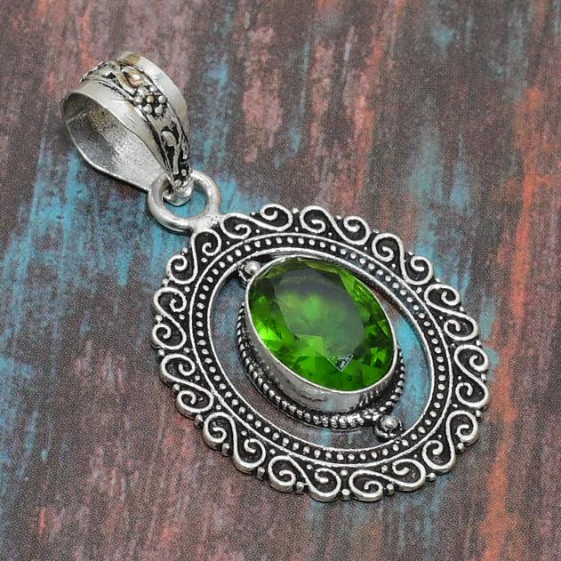 Красивый перидот драгоценный камень стерлингового серебра 925 пробы ручной работы свадебные украшения кулон