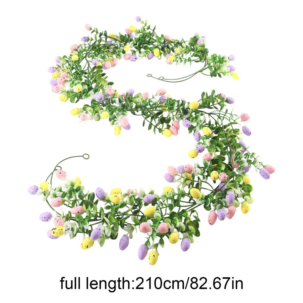 Easter Egg Garland 2 Pieces Artificial Spring Easter Egg Garland Decorations Holiday Ornament For Home Indoor Party Wall