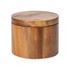 Salt Cellar Box, Wooden Salt Pot, Salt Container with Rotating Lid - Built-in Spoon Pot for Sugar, Kitchen Wooden Jar, Home Salt Cellar for Home, Cafe
