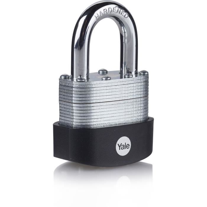 Yale - Cadenas extérieur en acier laminé Y125B - 50 mm - Anse en acier cémenté - 3 clés incluses