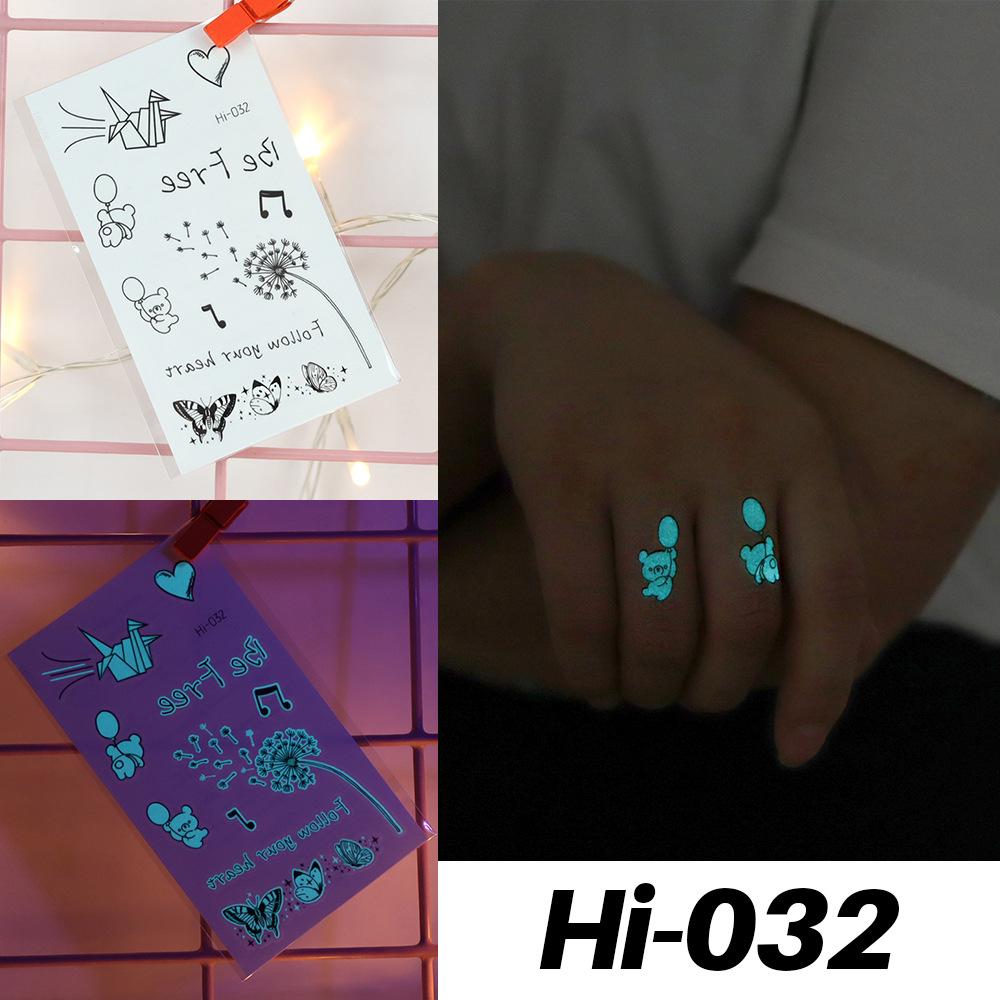 Little Sexy Cute Tattoo for Women Glowing Dark Taty Waterproof Fake Tatoo Luminous Tattoo Stickers Body Art Cartoon Tattoo