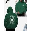 1 men's casual hoodie with cartoon print, polyester knitted fabric