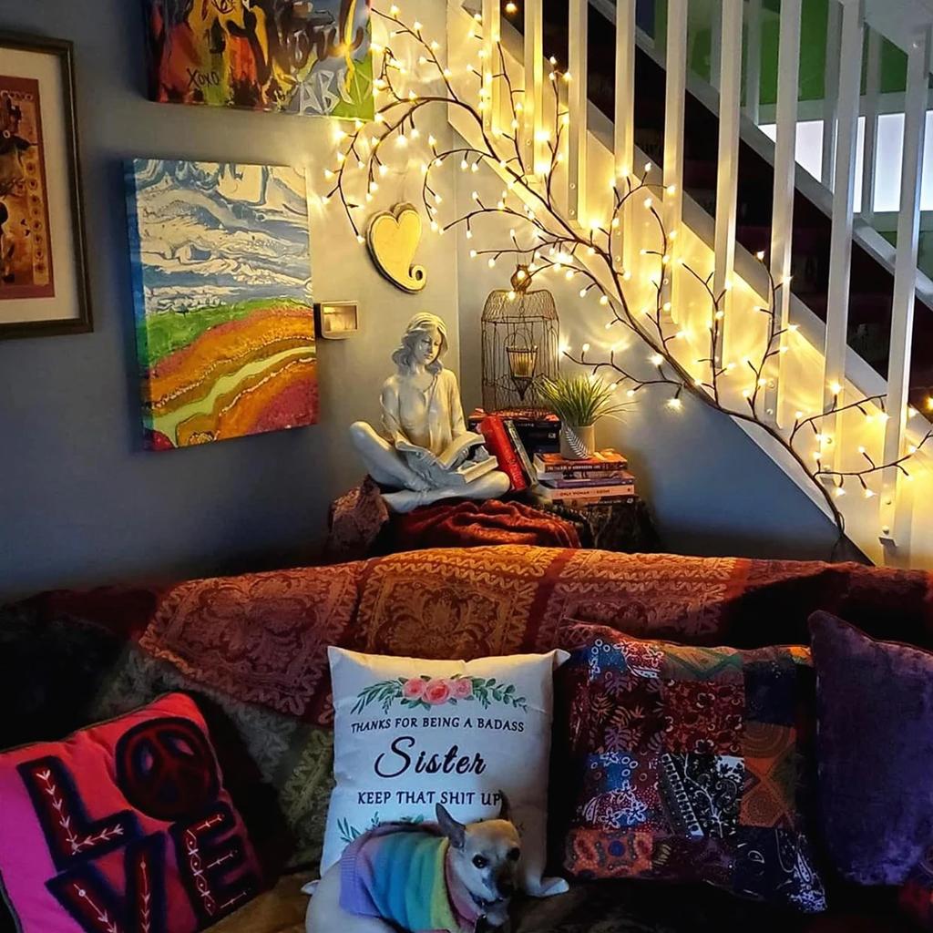 144LEDS Bendable Willow Vine Lights, 8Moeds Rattan Tree Decorative Light, Night Light, For Wall Bedroom Indoor Outdoor Christmas