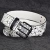 Rhinestone Skull Print Belt Pu Leather Halloween Skeleton Waistband  Belt Accessories