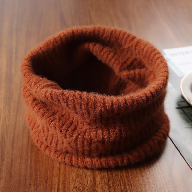 100% Wool Knitted Turtleneck Scarf Winter Autumn Warm Soft Ring Scarves Pattern Neck Warmer Fashion Snood Headband Female Fake