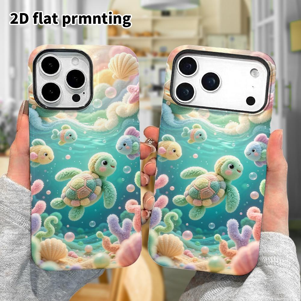 Phone case: 2D flat, suitable for iPhone 18 17 16 15 14 13 12 Pro protective case, underwater world, perfect Christmas and Halloween holiday gift