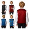 Boys Renaissance Fair Prince Costume Sleeveless Faux Leather Vest with Buckle Front for Halloween Theme Party and Stage Show