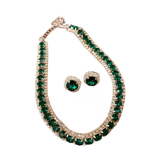 1 комплект ожерелье серьги комплект винтажный кубический цирконий регулируемая длина контрастный цвет невесты ювелирные изделия выпускной вечер свадьба серьги гвоздики