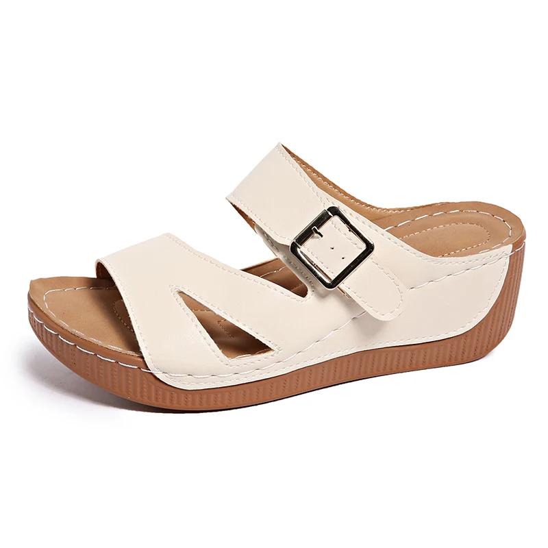 Fashion Lightweight Platform Sandals Women Leopard Print Wedges Summer Sandles Woman 2025 Plus Size Thick Sole Beach Slippers Female