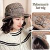 Autumn Winter With Curly Hair Fisherman Hat With Wig Bowknot Attached Wig Wig Bucket Hat Casual Warm Fisherman Cap Women