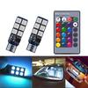 Auto Interior Decoration Lamp T10 W5W 5050 Atmosphere Car Light 12V RGB 12LED Blub with Remote Controller Colorful Reading Lamp