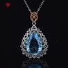 Темпераментный роскошный каплевидный морской синий циркон, женский высококачественный кулон на ключицу, цепочка для женщин, очаровательные ювелирные изделия для свадьбы и помолвки 
