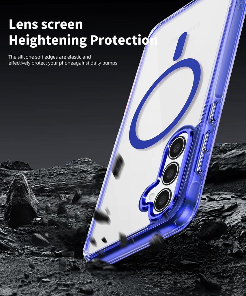 Магнитный чехол для телефона Samsung Galaxy A35 5G, TPU рамка, прозрачная поликарбонатная задняя крышка