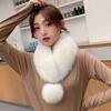 Solid Warm Soft Artificial Wool Bib Women Scarf Fur Collar Imitation Fur Scarf with Pompom