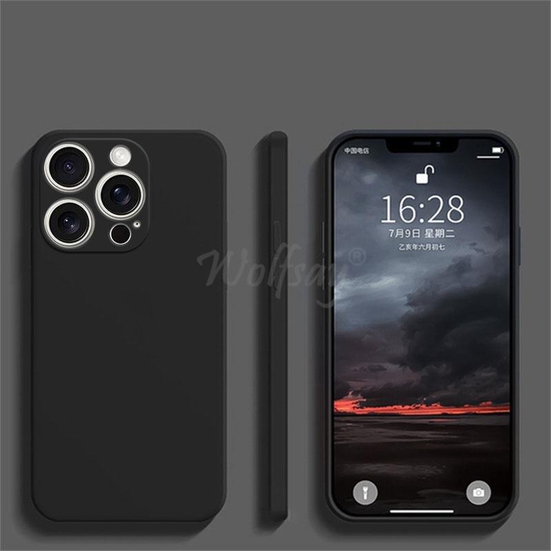 Чехол для iPhone 16 Pro Max Жидкий силикон Оригинальный Однотонный Резиновый ТПУ Защитный Чехол Для iPhone 16 15 Pro Max Чехол ТПУ Ударопрочный