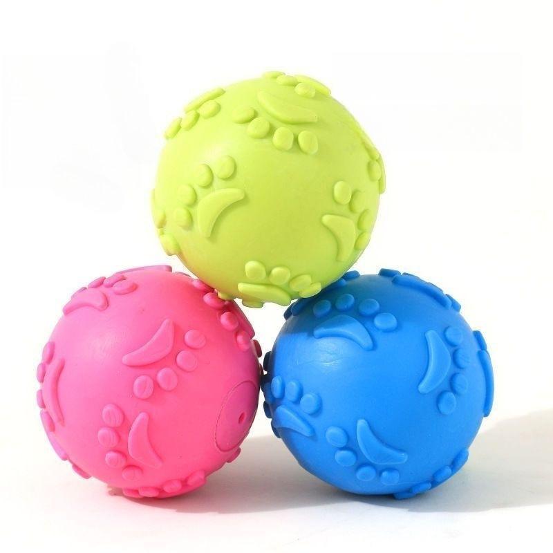 Squeaky Paw Print Dog Ball Toy TPR Rubber Molar Bite‑resistant Interactive Chew Toy for Dogs