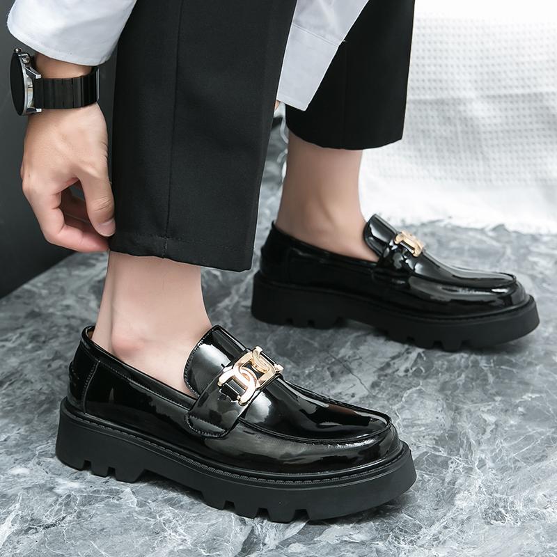 Модные мужские кожаные повседневные туфли с толстой подошвой, мужские туфли без застежек, роскошные брендовые мужские удобные офисные туфли, нескользящие мокасины