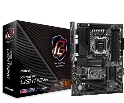 Материнская плата ASRock X670E PG Lightning AMD Ryzen 7000 Series CPU Совместимая материнская плата X670E ATX Авторизованный дистрибьютор (Сокет AM5) [Отечественный продукт]