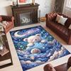 Teddy Bear Theme Crystal Velvet Rug Personalized Custom Name Text Soft Floor Mat Home Decor