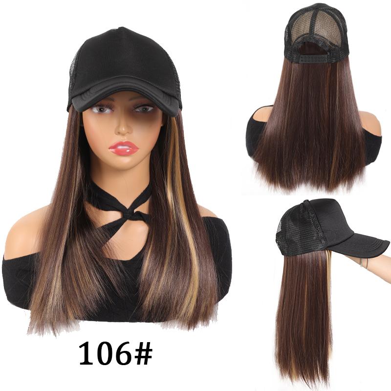 Парик из губчатой ​​шляпы с черным утиным языком, длинные прямые волосы, женский синтетический парик регулируемого размера, легко носить, подходит для ежедневного использования