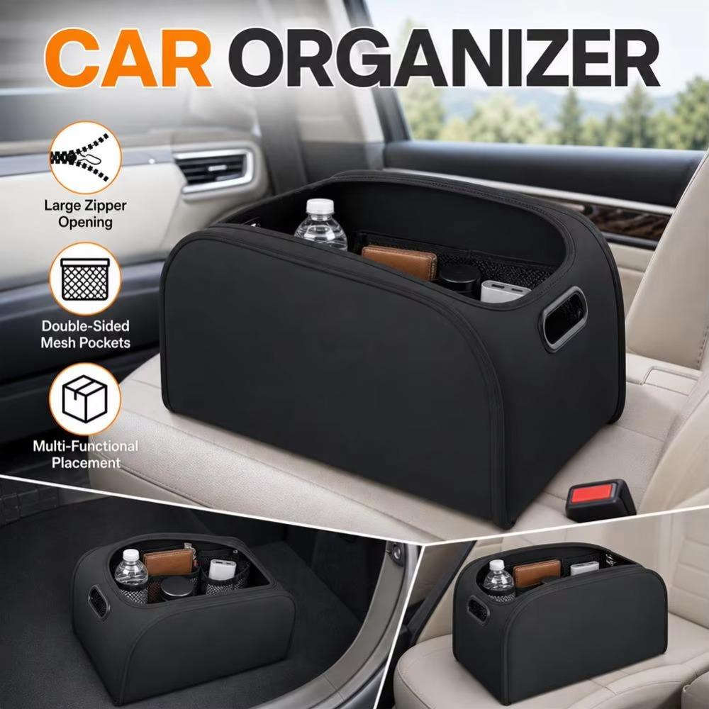 Light Luxury Style Passenger Seat Organizer High-Capacity Trunk Storage Box Car Organization