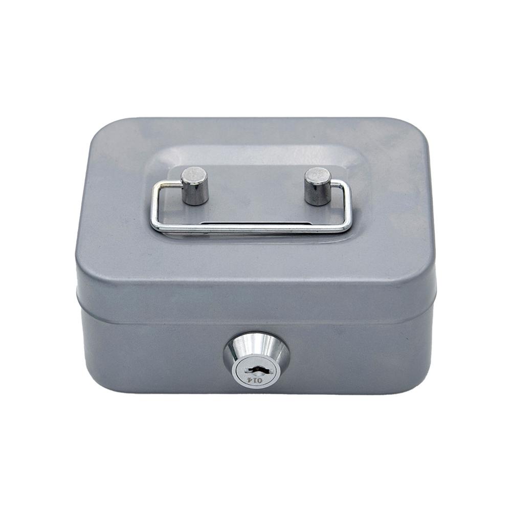 Money Box with Key 4.5inch Metal Cash Box Steel Cash Safe Box Petty Cash Deposit Tin with Lock 2 Keys Safety Storage Box Coin Bank
