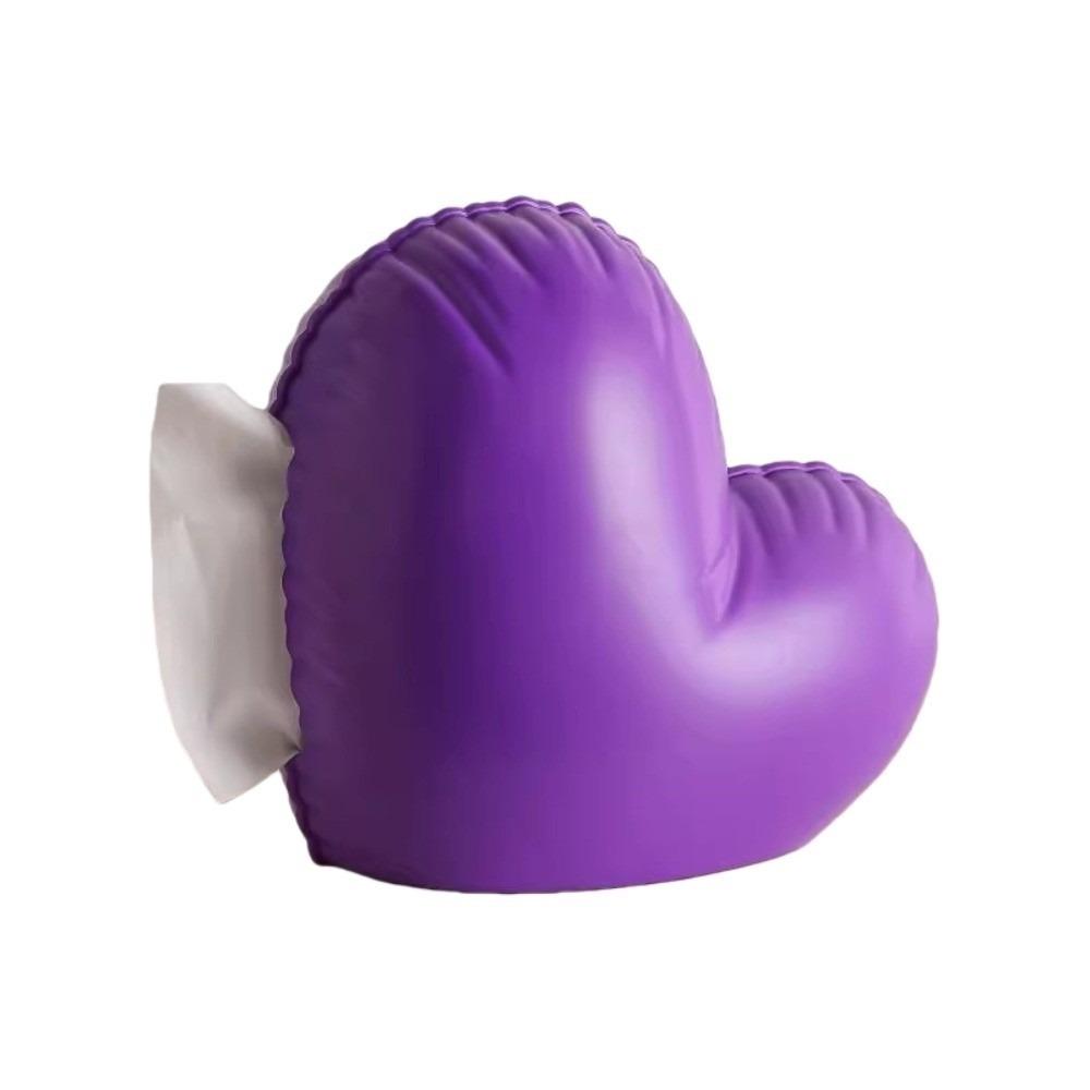 ABS Love Heart Tissue Box Waterproof Modern Style Inflatable Heart Tissue Container Decorative Colorful