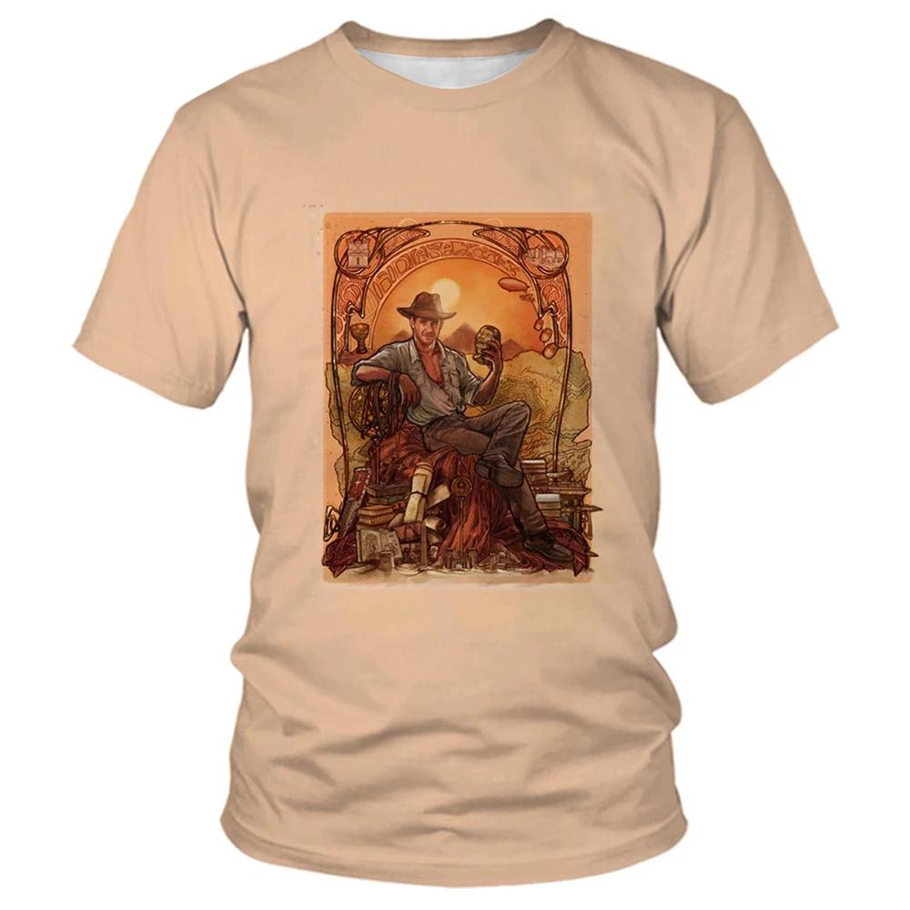 Классический Фильм 3D Печать Индиана Джонс Тематическая Спортивная Быстросохнущая Дышащая Мужская Футболка На Открытом Воздухе Ретро Повседневная Мода С Коротким Рукавом Верх