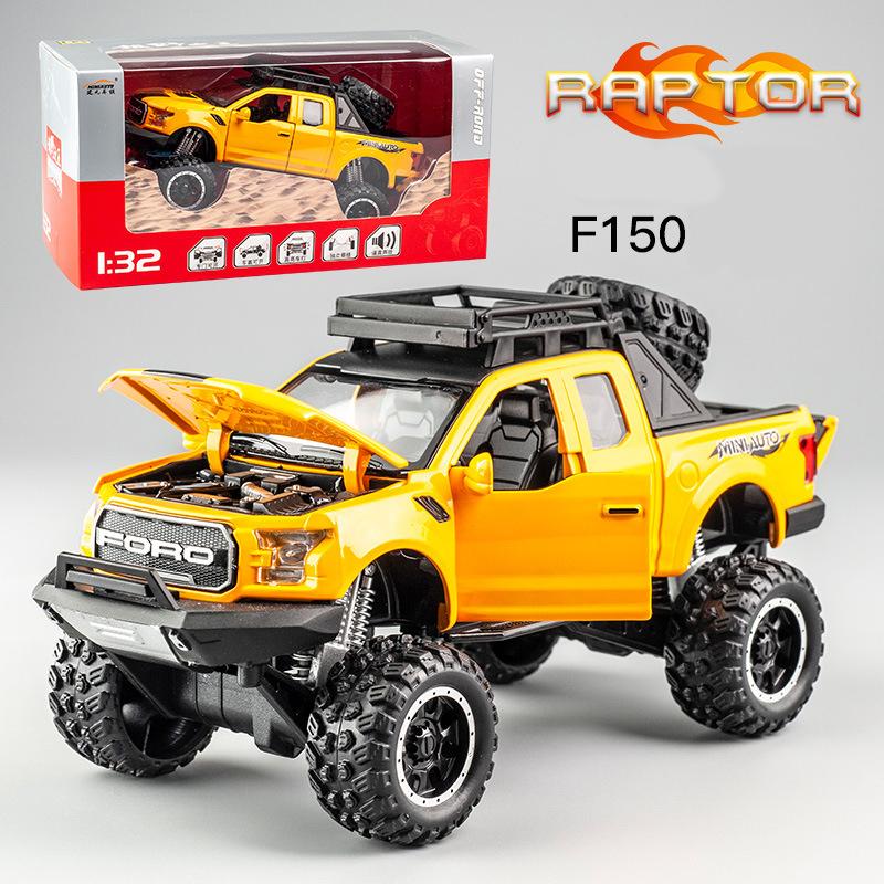 Масштаб 1/32 Ford Raptor F150, литая под давлением модель автомобиля, игрушечный автомобиль с откатным механизмом, звуком и светом для детей, коллекция подарков для мальчиков и девочек