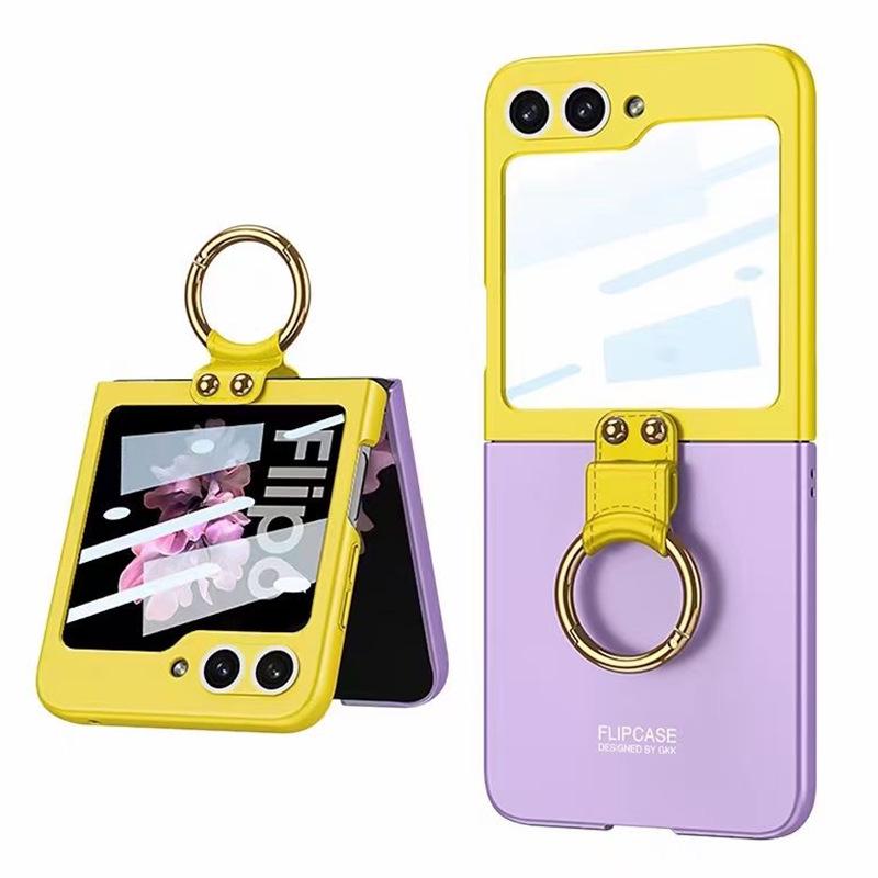 Складной чехол Samsung Galaxy Z Flip6 Color Block с защитной пленкой для экрана и кольцом-держателем