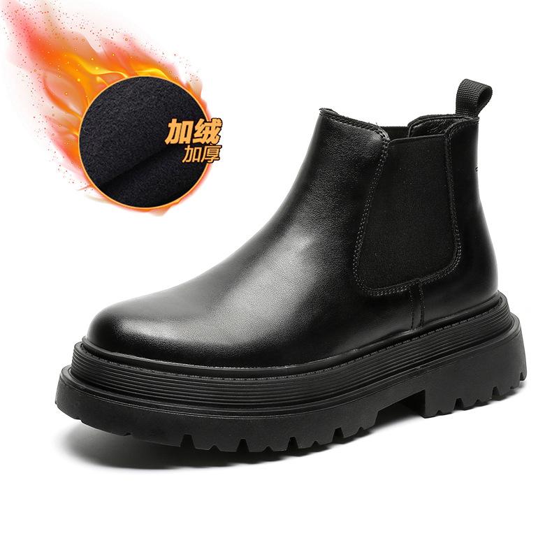 Chelsea boots men's 2024 autumn new breathable medium top platform short boots men's Martin boots 56731-J