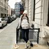 Gray short puff down jacket women's winter new small removable fur collar white duck down jacket