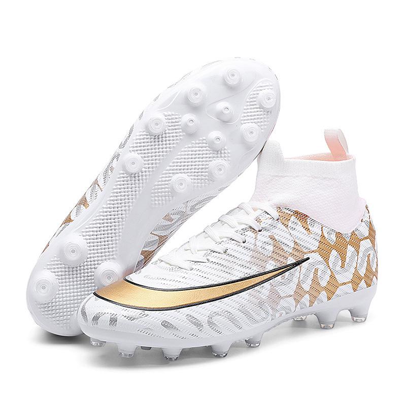 Large Size Football Shoes Men's High Top Teen Students TF Shredded Nails AG Spikes Competition Training Football Shoes