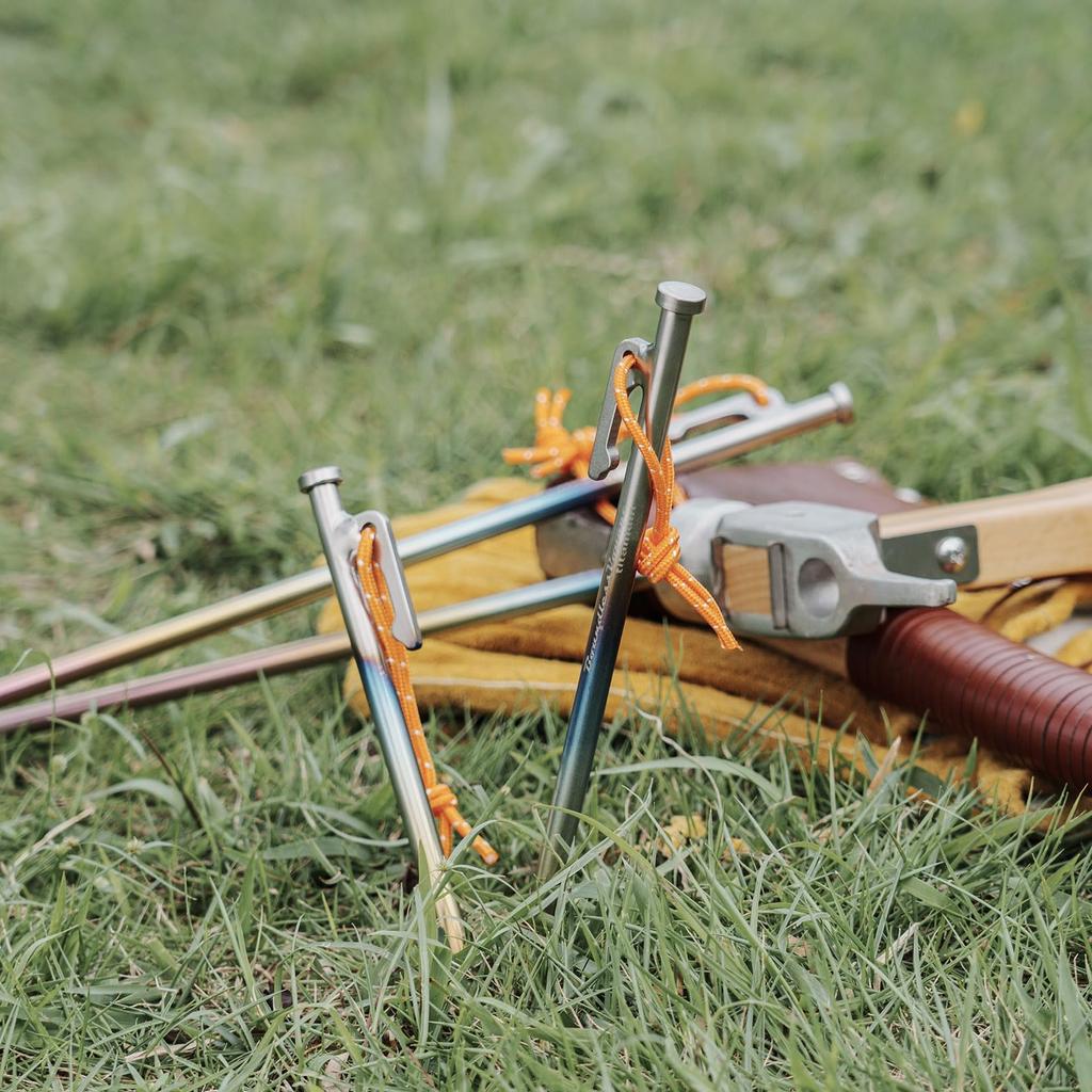 Boundless Voyage Titanium Peg Solid Stake Burnt Color Tough Reflective Rope Peg Made of Titanium High Strength Corrosion Resistant Lightweight Peg