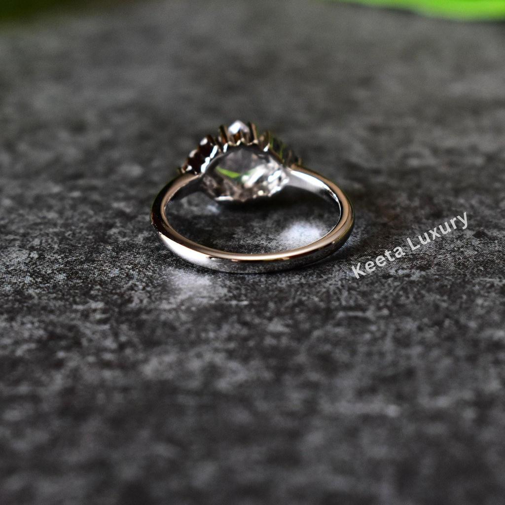 Rose Quartz Ring, Princess cut engagement Ring, Statement Ring, Alternative Engagement Ring, Healing Crystal Gemstone , wedding gift ring