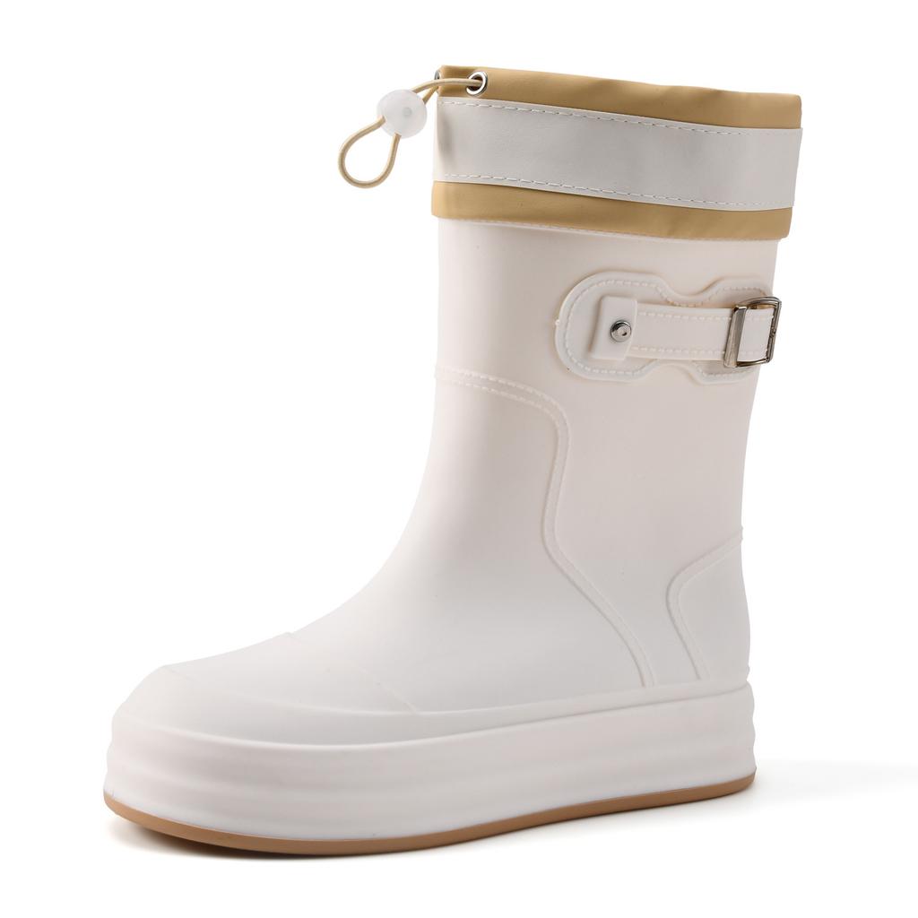 Fashion Rain Shoes Women's Waterproof Mouth Medium Tube Rain Boots Lightweight Waterproof Rubber Shoes Comfortable Work Outdoor Wading Shoes Women