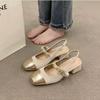 Модные женские элегантные босоножки на высоком каблуке Новые 2024 Весна Лето Модные туфли Мэри Джейн на толстом среднем каблуке Плоский французский стиль