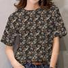 Круглый вырез с короткими рукавами женская летняя цветочная принтовая рубашка с короткими рукавами футболки женские