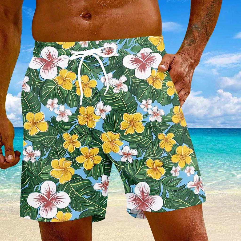 Мужские модные гавайские принты с эластичной талией, повседневные штаны для йоги, пляжные шорты