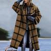 Europe And The United States Fall Women's Long-sleeved Lapel Coat Printed Tweed Long Coat